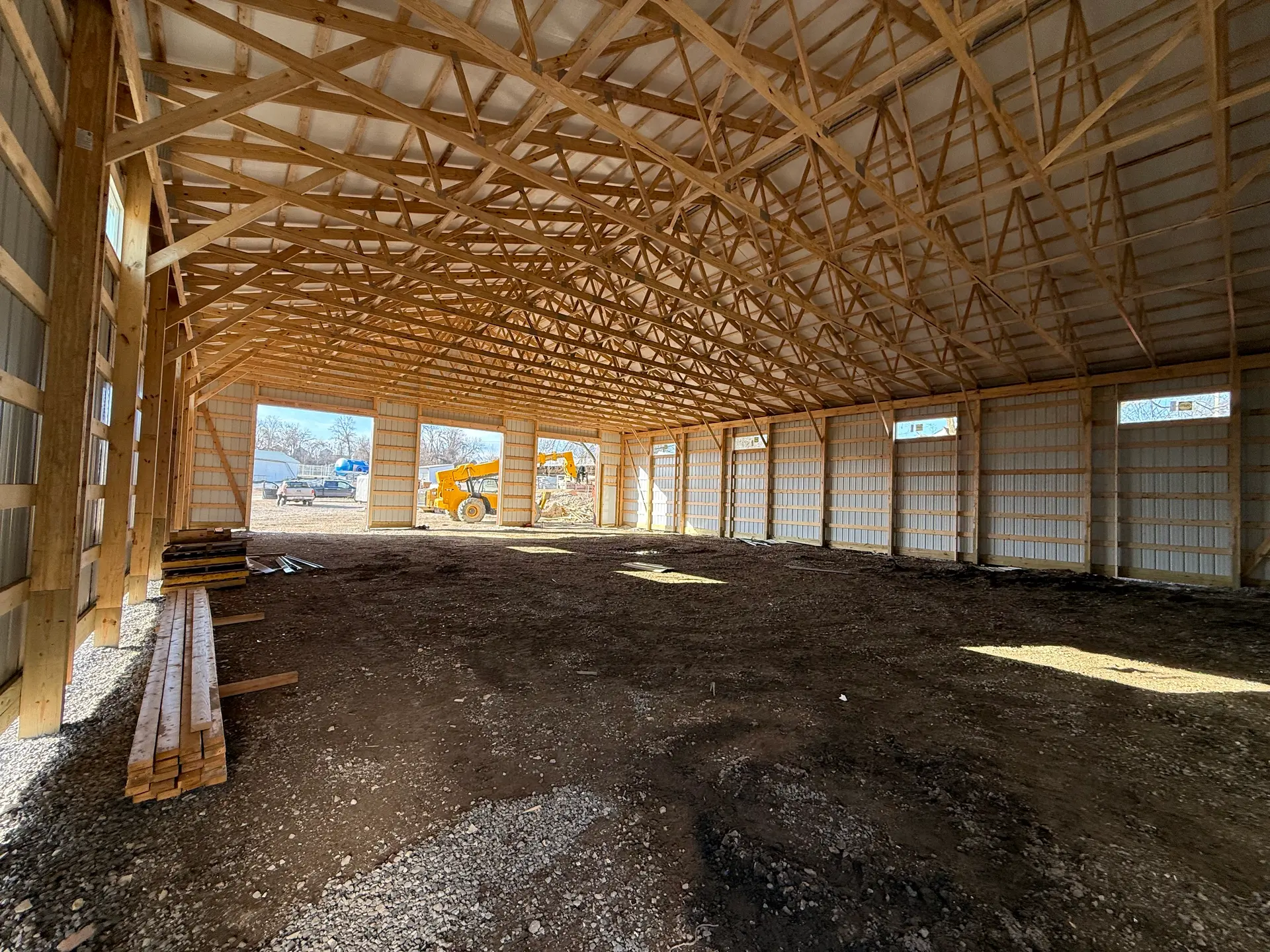 Finished barn interior lined with metal by Ohio Construction Solutions